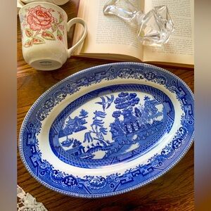 Antique Buffalo China Blue Willow Platter Blue and White Pottery Plate Wall